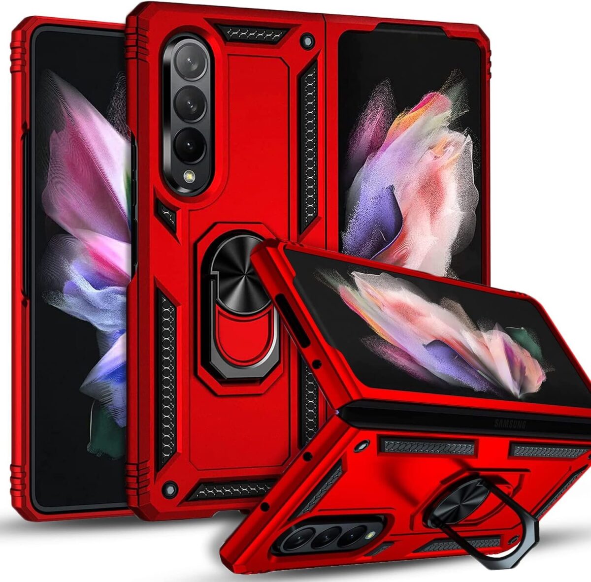 Elegant Hybrid Case for Samsung Z Fold 3- Red - Image 1