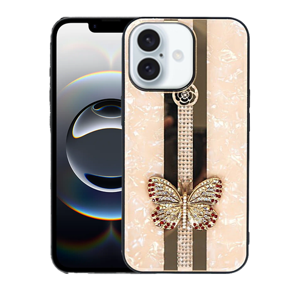 Candy Butterfly Case For iPhone 13-Rose Gold