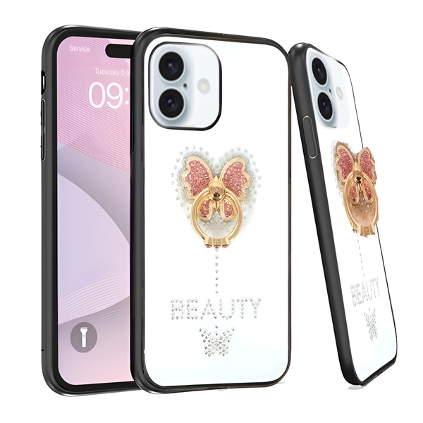Candy Butterfly Ring Case For iPhone 16 White