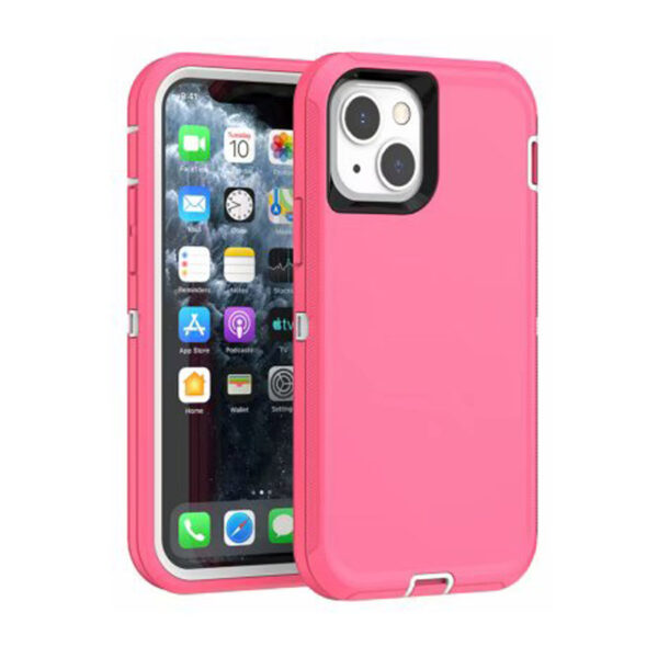 Defender Heavy Duty For Apple iPhone 14 / 15/16e – Pink/White