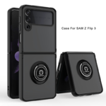 Metal Ring Kickstand Cover for Samsung Z Flip 3- Black