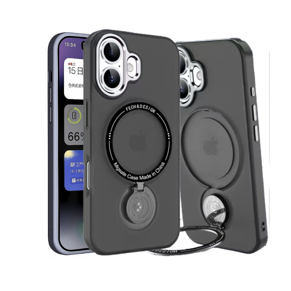 360 Rotating Magnetic Case for i Phone 16 Plus-Black