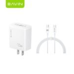 Bavin Adapter USB & Type C port travel friendly charger-35W White