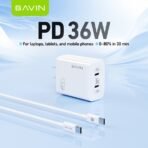 Bavin Adapter USB & Type C port travel friendly charger-35W White - Image 6