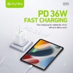 Bavin Adapter USB & Type C port travel friendly charger-35W White - Image 5