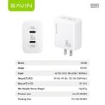 Bavin Adapter USB & Type C port travel friendly charger-35W White - Image 3