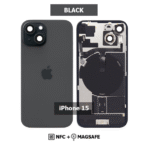 Back Glass with Wireless (NFC) and MagSafe Magnet for iPhone 15(BLACK) - Image 2