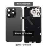 Back Glass with Wireless (NFC) and MagSafe Magnet for iPhone 15 Pro Max(BLACK)
