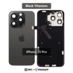 Back Glass with Wireless (NFC) and MagSafe Magnet for iPhone 15 Pro(BLACK) - Image 2