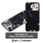 Back Glass with Wireless (NFC) and MagSafe Magnet for iPhone 15(BLACK) - Image 3