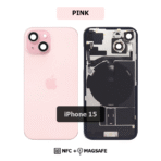 Back Glass with Wireless (NFC) and MagSafe Magnet for iPhone 15(PINK) - Image 2