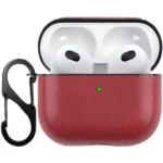 Solid Color Faux Leather Earphone Case For Airpods Pro - Red