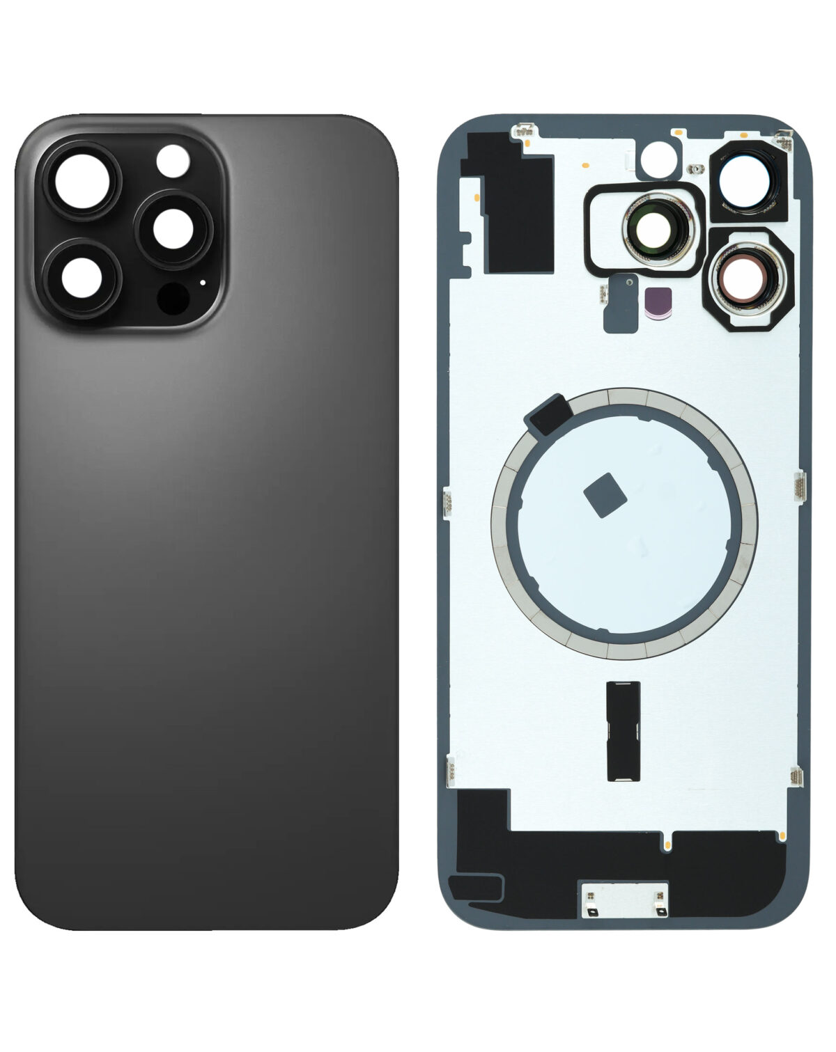 Back Glass with Wireless MagSafe Magnet for iPhone 16promax(BLACK Titanium)premium - Image 1