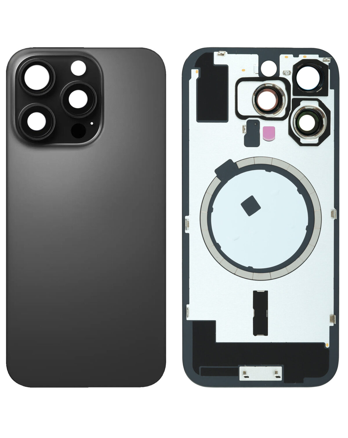 Back Glass with Wireless MagSafe Magnet for iPhone 16pro(BLACK Titanium)(premium) - Image 1
