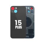 Back Glass with Wireless MagSafe Magnet for iPhone 15 Plus- Premium (Black)