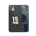 Back Glass with Wireless MagSafe Magnet for iPhone 15 Plus- Premium (Black)