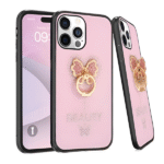 Candy Butterfly Ring Case For iPhone 15 Pro Max Pink
