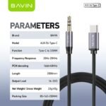 Bavin Aux to Type C Laylon cable interface device-1M(3.5mm-Type C)