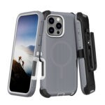 Defender Magnetic Megsafe With Belt Clip for iPhone 14,15 & 16E – Gray