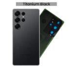 Back Glass with Camera Lens and Adhesive for Samsung Galaxy S23 Ultra (Black)