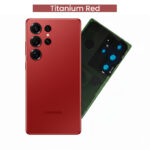 Back Glass with Camera Lens and Adhesive for Samsung Galaxy S23 Ultra (Red)