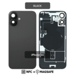 Back Glass with Wireless (NFC) and MagSafe Magnet for iPhone 16 (Black)Premium