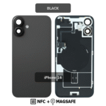 Back Glass with Wireless (NFC) and MagSafe Magnet for iPhone 16 (Black)Premium