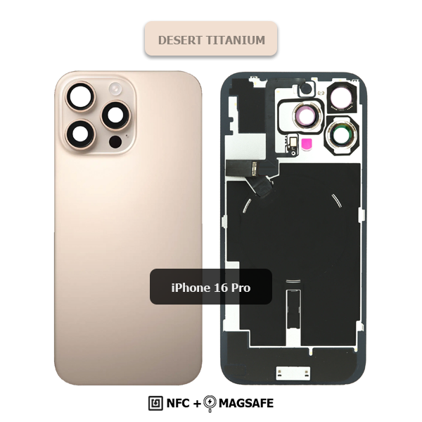 Back Glass with Wireless (NFC) and MagSafe Magnet for iPhone 16 Pro (Desert Gold)