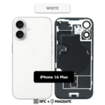 Back Glass with Wireless (NFC) and MagSafe Magnet for iPhone 16plus (White)premium