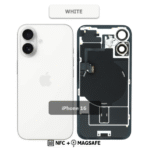Back Glass with Wireless (NFC) and MagSafe Magnet for iPhone 16 (White)Premium - Image 2