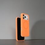 Silicon.Apple Logo Magsafe Case For iPhone 16 Pro Max – Orange