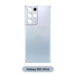 Back Glass with Camera Lens and Adhesive for Samsung Galaxy S21 Ultra Phantom Silver