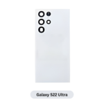 Back Glass with Camera Lens and Adhesive for Samsung Galaxy S22 Ultra Phantom White