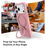 360 Grip Magsafe Silicone Case For iPhone 14 Plus/15 Plus Pink - Image 2