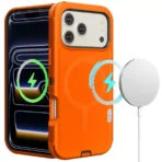 Defender Magnetic Megsafe with Belt Clip for iPhone 17 Pro-Orange