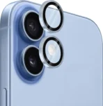 Camera Lens Tempered Glass Ring for iPhone 16/16 Plus Blue