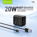 Bavin Super Fast Combo Charger (20W)USB to Lighting Cable-White
