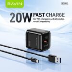 Bavin Super Fast Combo Charger (20W)USB to Lighting Cable-White