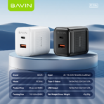 Bavin Super Fast Combo Charger (20W)USB&Type C Dual Port C to C Cable-White - Image 3