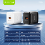 Fast Charger With USB To C Cable Black By Bavin (PD 20W) - Image 3